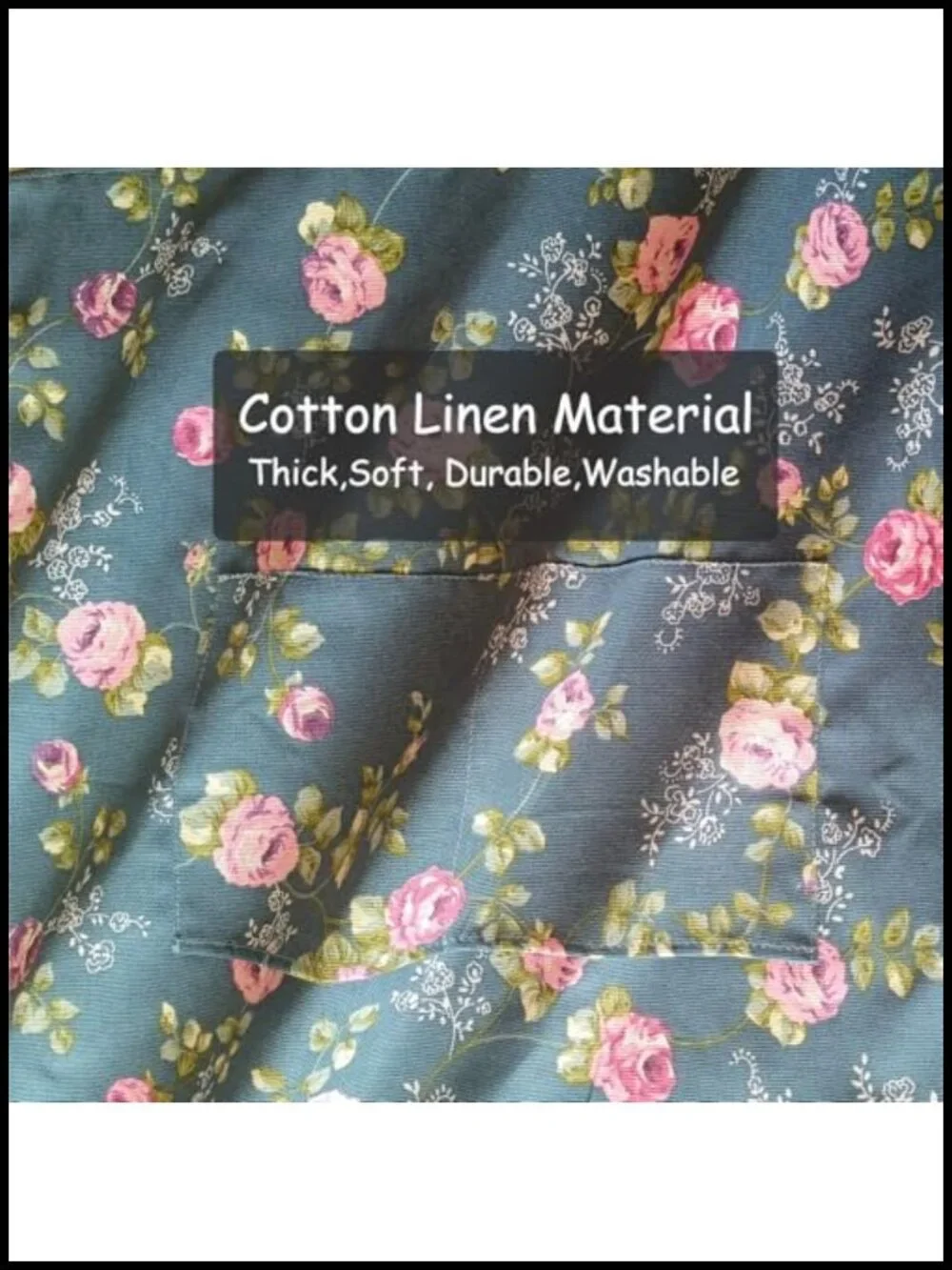 Cotton Linen Apron with Pockets Adjustable Neck Strap Kitchen Baking Gardening